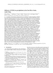 ﬂuence of ENSO on precipitation in the East River basin, In