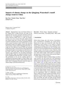 Impacts of climate change on the Qingjiang Watershed’s runoff