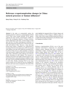 Reference evapotranspiration changes in China: natural processes or human influences? ORIGINAL PAPER