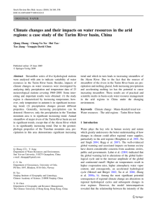 Climate changes and their impacts on water resources in the... regions: a case study of the Tarim River basin, China