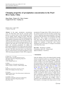Changing properties of precipitation concentration in the Pearl River basin, China