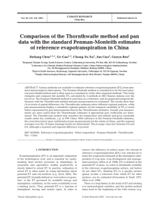 Comparison of the Thornthwaite method and pan