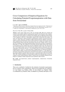 Cross Comparison of Empirical Equations for Calculating Potential Evapotranspiration with Data