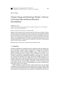 Climate Change and Hydrologic Models: A Review Developments Review Paper