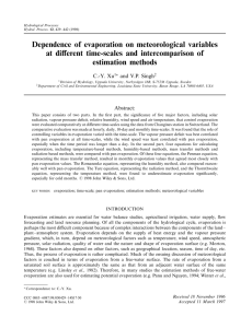 Dependence of evaporation on meteorological variables estimation methods