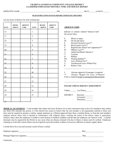 CHABOT­LAS POSITAS COMMUNITY COLLEGE DISTRICT  CLASSIFIED EMPLOYEES MONTHLY TIME AND SERVICE REPORT  