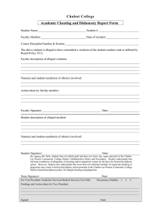 Chabot College Academic Cheating and Dishonesty Report Form