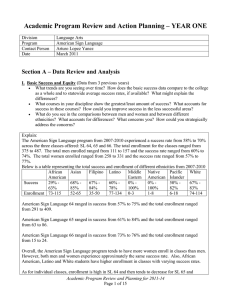 Academic Program Review and Action Planning – YEAR ONE