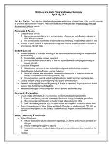 Science and Math Program Review Summary April 22, 2011
