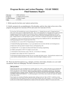 Program Review and Action Planning – YEAR THREE Final Summary Report