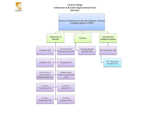 Chabot College Admissions &amp; Records Organizational Chart 2010-2011