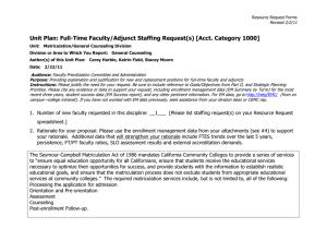 Unit Plan: Full-Time Faculty/Adjunct Staffing Request(s) [Acct. Category 1000]  Revised 2/2/11