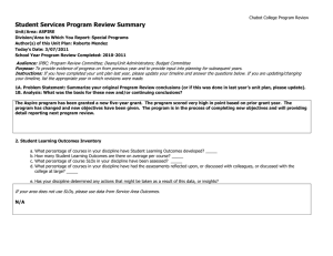 Student Services Program Review Summary