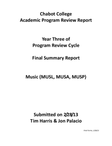 Chabot College Academic Program Review Report  Year Three of