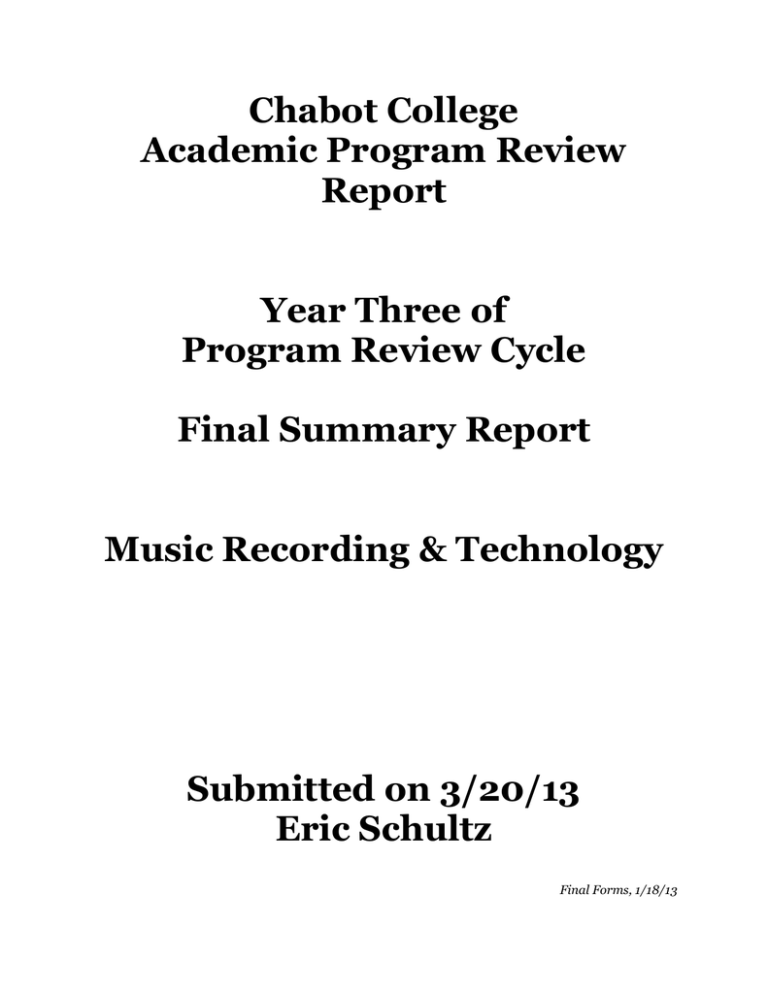 Chabot College Academic Program Review Report