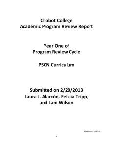 Chabot College Academic Program Review Report  Year One of
