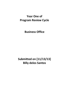 Year One of Program Review Cycle Business Office