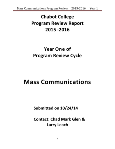Mass Communications Chabot College Program Review Report 2015 -2016