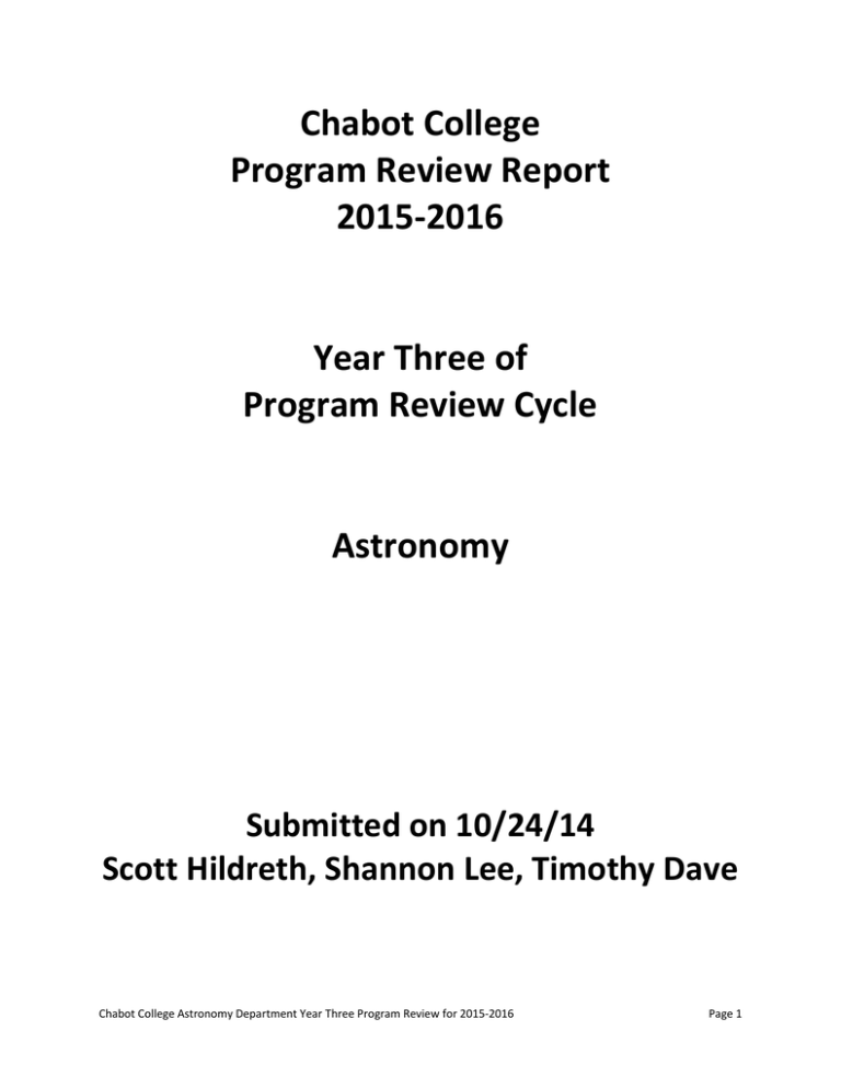Chabot College Program Review Report 20152016