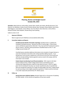 Planning, Review and Budget Council October 8th, 2014