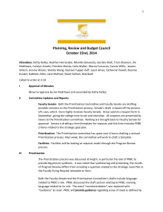 Planning, Review and Budget Council October 22nd, 2014