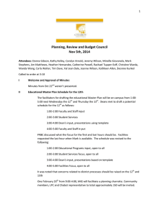 Planning, Review and Budget Council Nov 5th, 2014