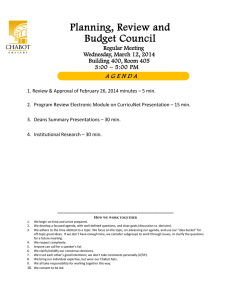 Planning, Review and Budget Council A G E N D A Regular Meeting