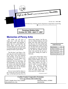 Newsletter High on the Desert Memories of Penny Artio