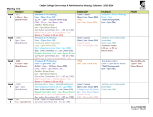 Chabot College Governance &amp; Administrative Meetings Calendar:  2015-2016 Monthly View