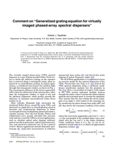 “Generalized grating equation for virtually Comment on ” imaged phased-array spectral dispersers