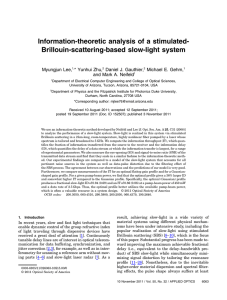 Information-theoretic analysis of a stimulated- Brillouin-scattering-based slow-light system Myungjun Lee, * Yunhui Zhu,