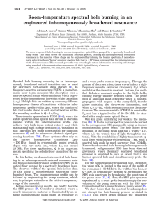 Room-temperature spectral hole burning in an engineered inhomogeneously broadened resonance *