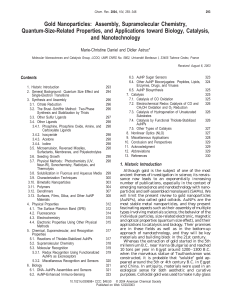 Gold Nanoparticles: Assembly, Supramolecular Chemistry,