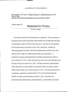 Kari Gamble for the degree of Master of Science in... Analysis of the Effect of the Potassium Ion on Fowl...