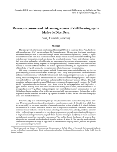 Gonzalez, D.J.X. 2015. Mercury exposure and risk among women of... Tropical Resources