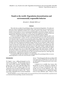 Alhadeff, A. 2015. Numb to the world: Degradation desensitization and... Tropical Resources