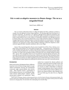 Etic vs emic as adaptive measures to climate change: The... misguided friend Sarah Casson, MEM 2015