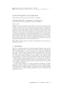 Lexical Pragmatics and Unification The semantics of German causal ‘durch’ (‘through’) 1