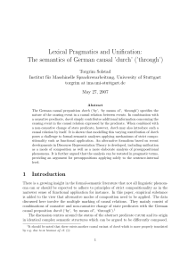 Lexical Pragmatics and Unification: The semantics of German causal ’durch’ (’through’)