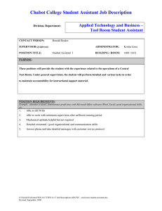 Chabot College Student Assistant Job Description Applied Technology and Business –