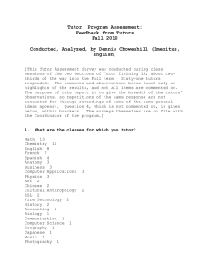 Tutor  Program Assessment: Feedback from Tutors Fall 2010