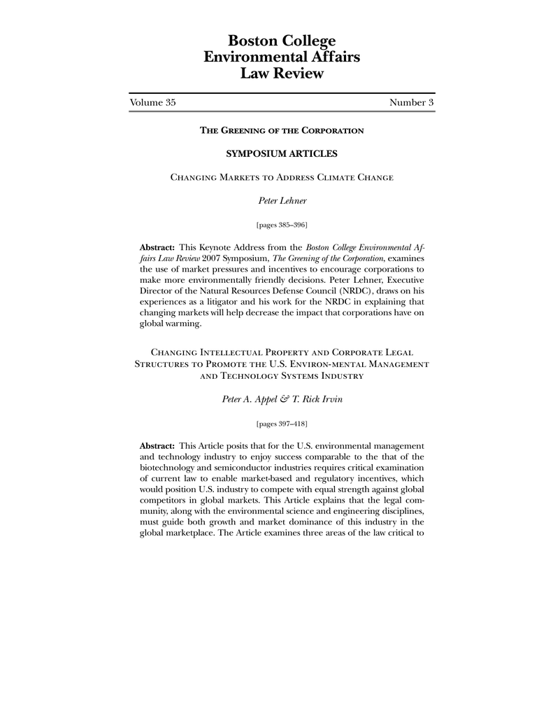 Boston College Environmental Affairs Law Review Volume 35
