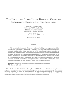 The Impact of State Level Building Codes on Residential Electricity Consumption ∗