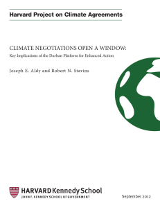 CLIMATE NEGOTIATIONS OPEN A WINDOW: Harvard Project on Climate Agreements
