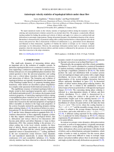 Anisotropic velocity statistics of topological defects under shear flow Luiza Angheluta,