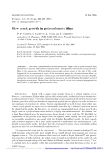 Slow crack growth in polycarbonate films