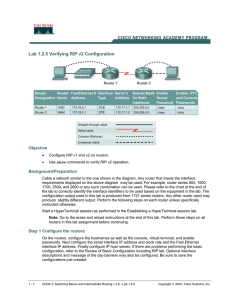 Lab 1.2.5 Verifying RIP v2 Configuration Objective Background/Preparation