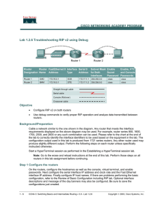 Lab 1.2.6 Troubleshooting RIP v2 using Debug Objective