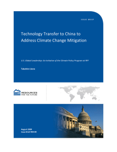 Technology Transfer to China to  Address Climate Change Mitigation    U.S. Global Leadership: An Initiative of the Climate Policy Program at RFF 