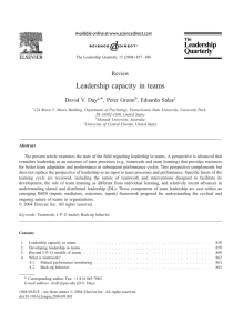 Leadership capacity in teams Review *, Peter Gronn David V. Day